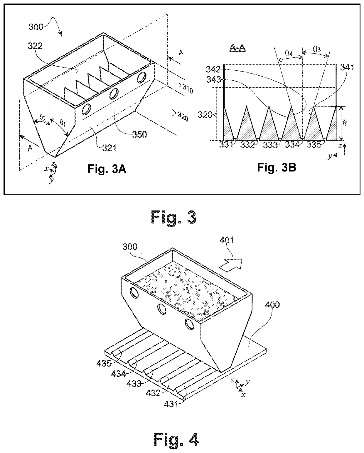 Device and method for depositing a granular material in additive manufacture