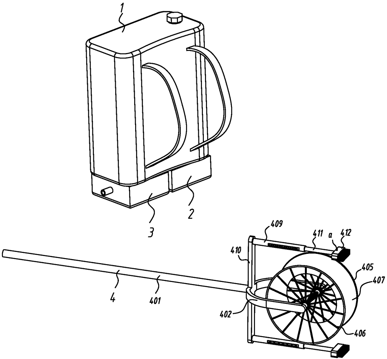 A manually operated tree trunk whitening device