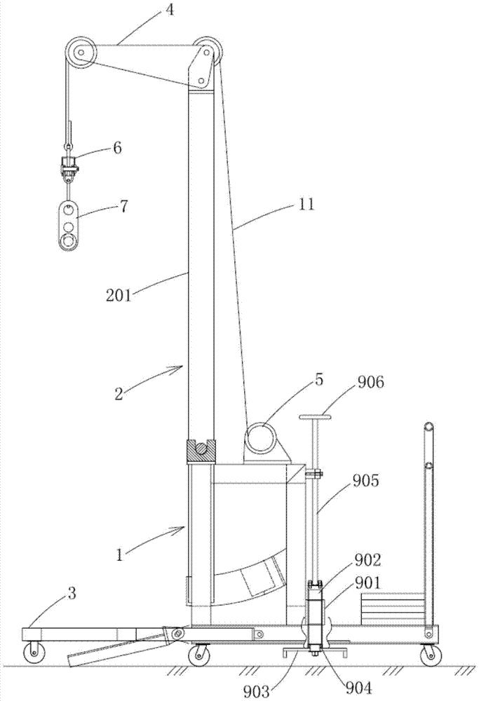 Substation multifunctional handling equipment with lockable frame and adjustable lifting angle