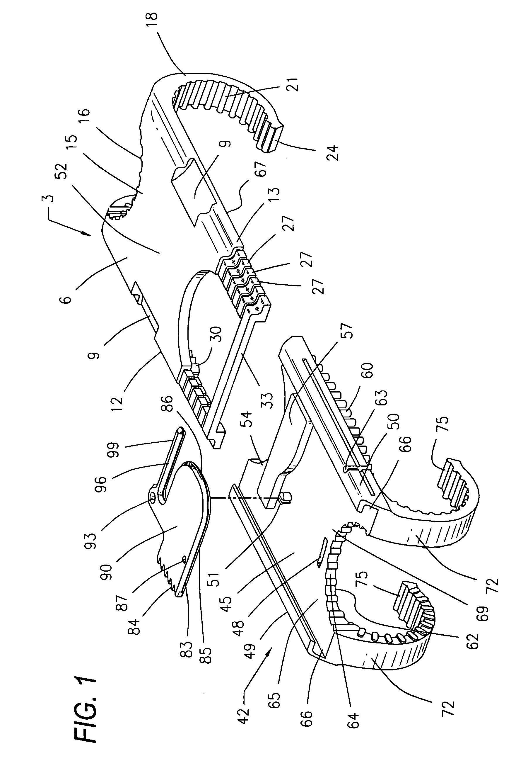 Surgical device for capturing, positioning and aligning portions of a severed human sternum