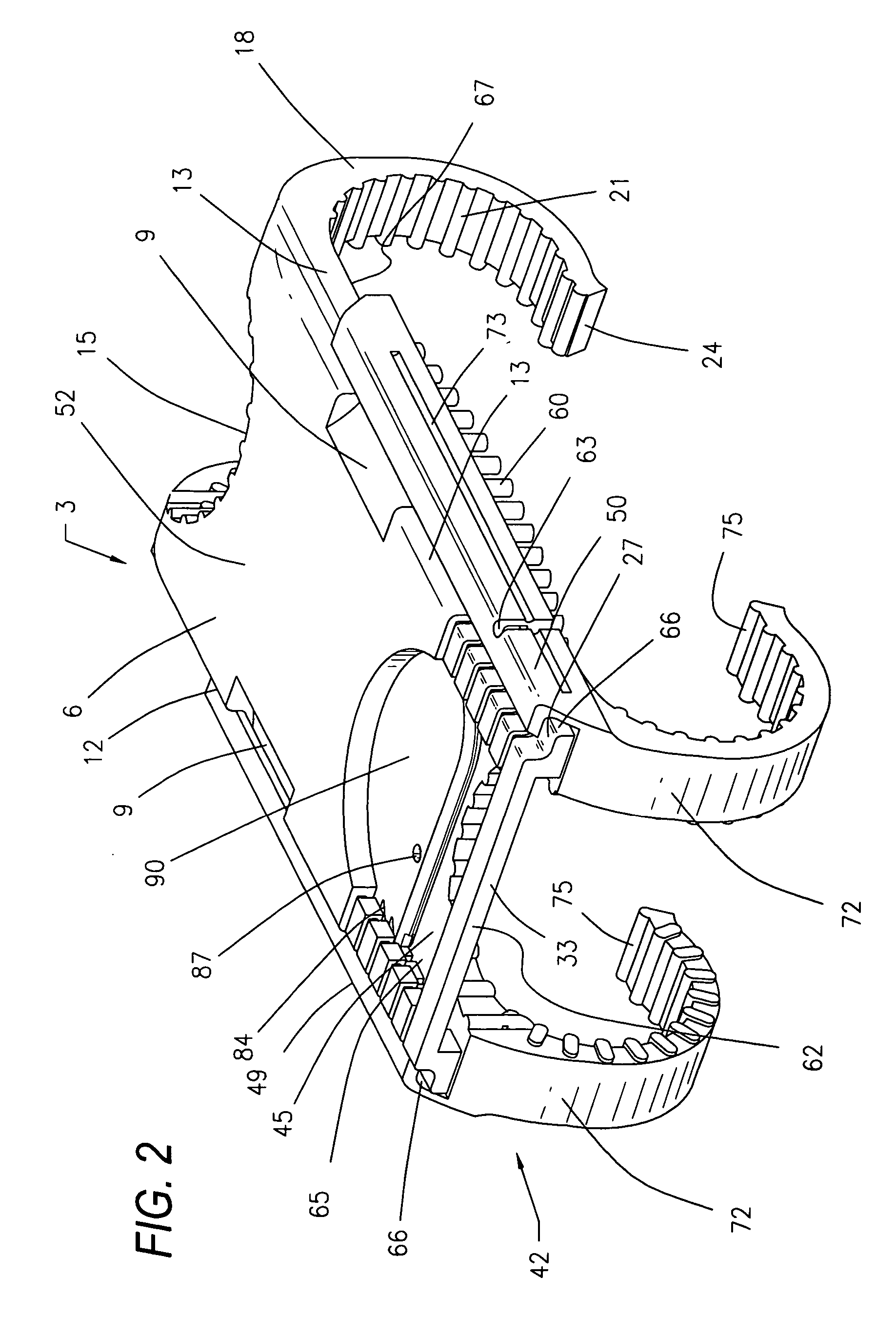 Surgical device for capturing, positioning and aligning portions of a severed human sternum