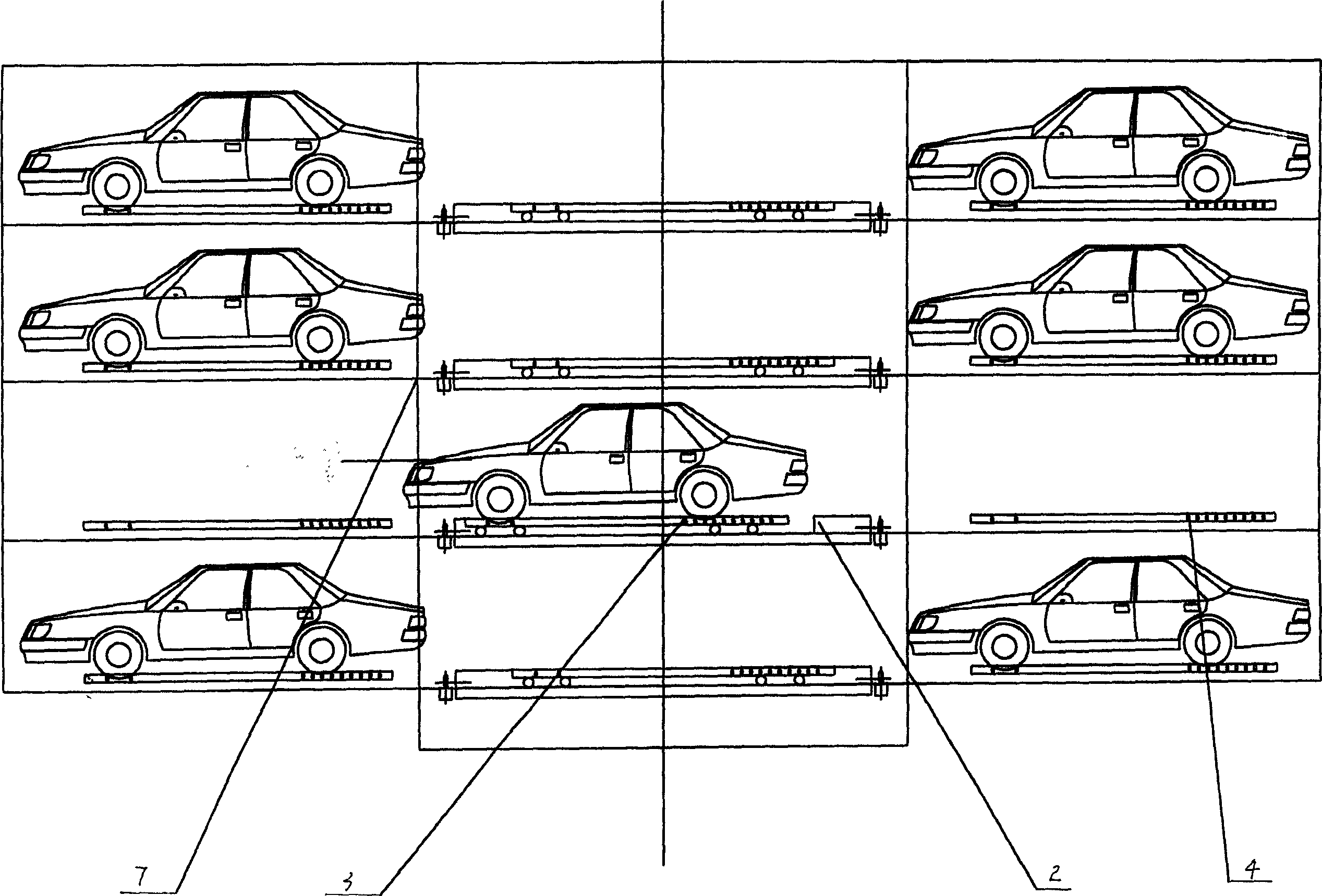 Horizontal mobile parking equipment