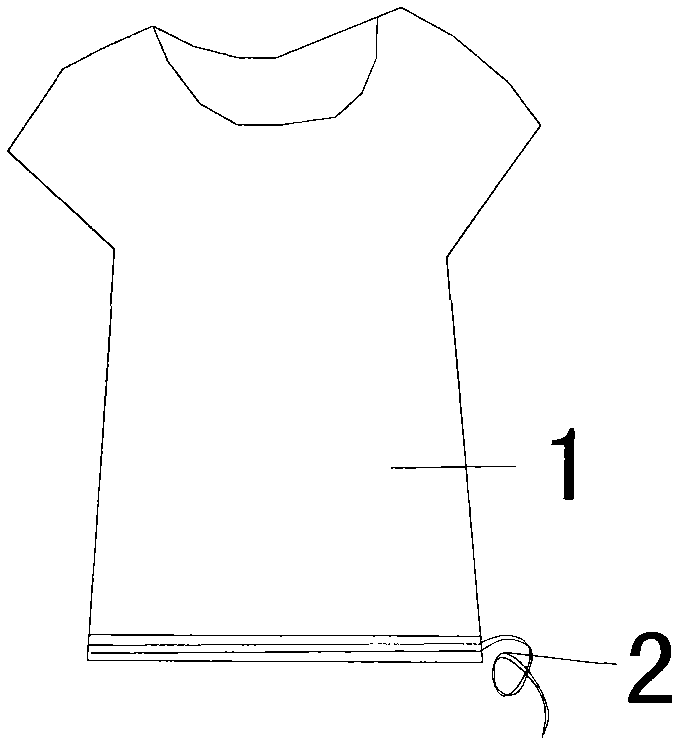 Moisturized ventilating short-sleeved shirt with rope at lower hem