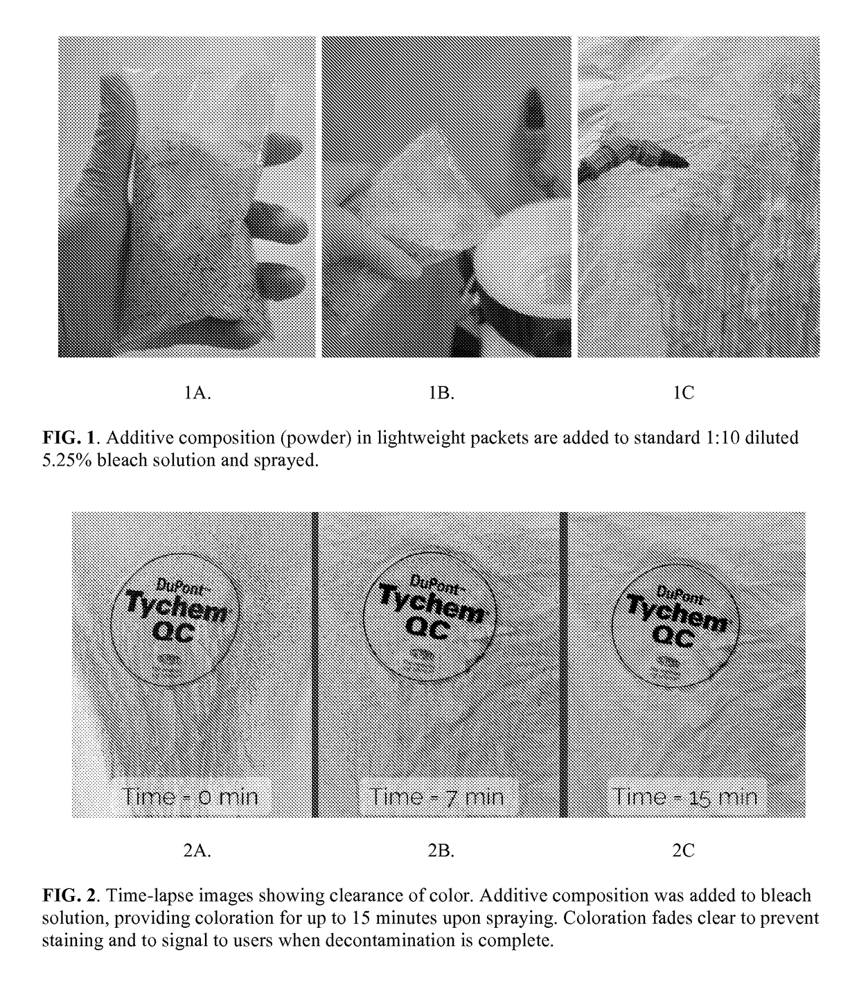 Additive compositions for pigmented disinfection and methods thereof