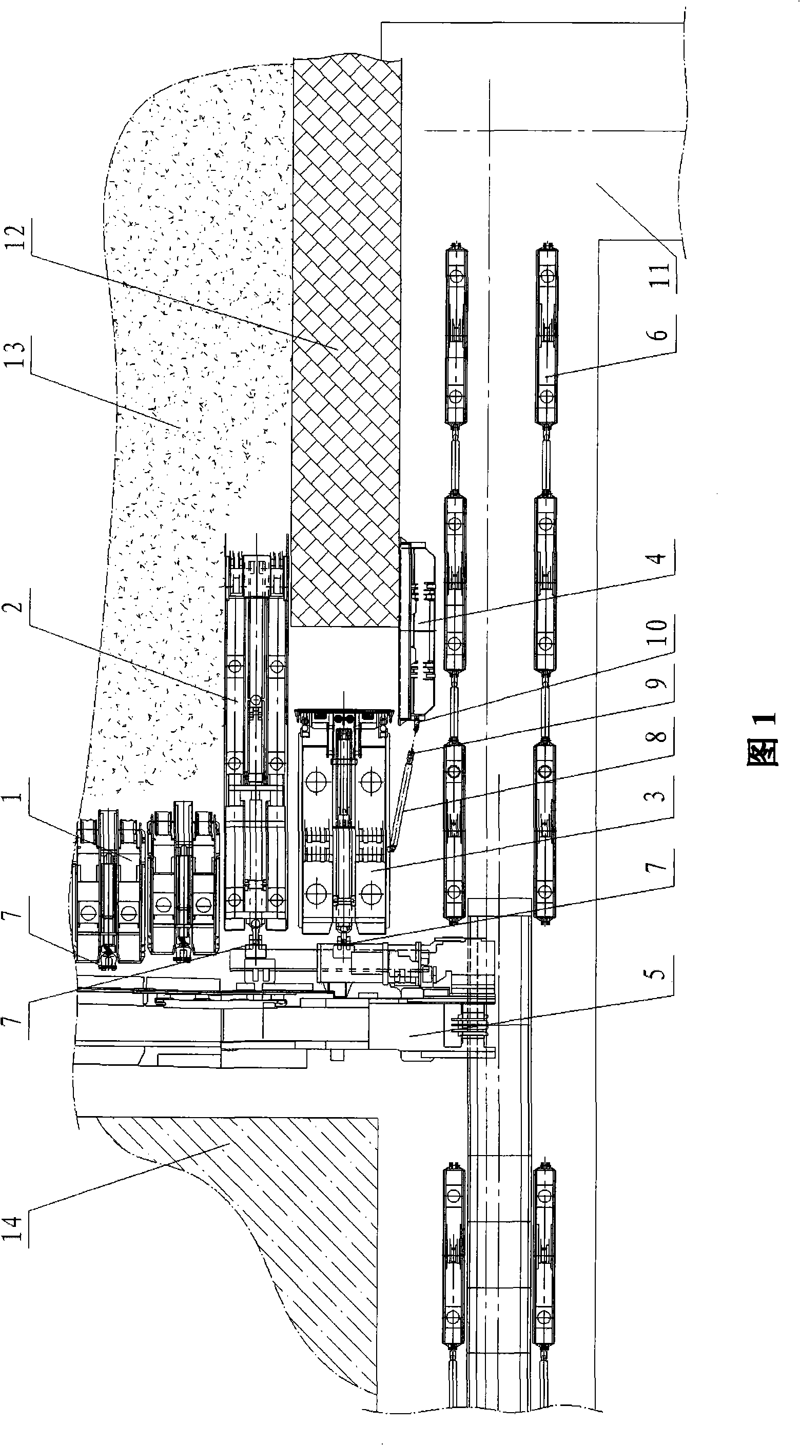 Integrated suspension device for retaining a lane for next sublevel