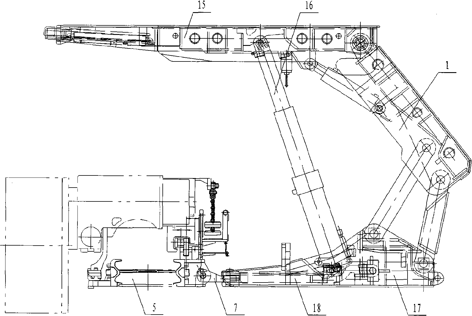 Integrated suspension device for retaining a lane for next sublevel