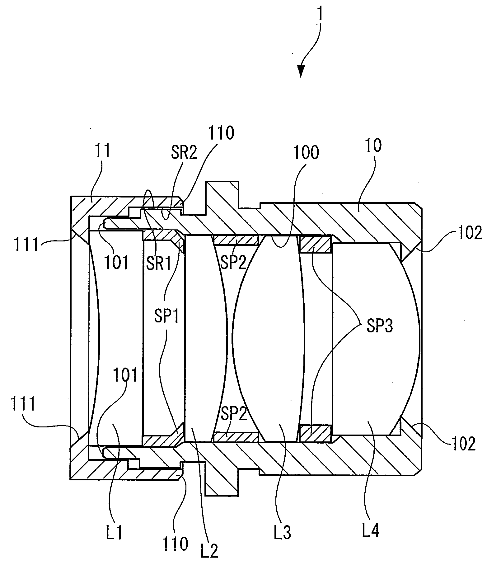 Lens frame, lens assembly and image-taking apparatus