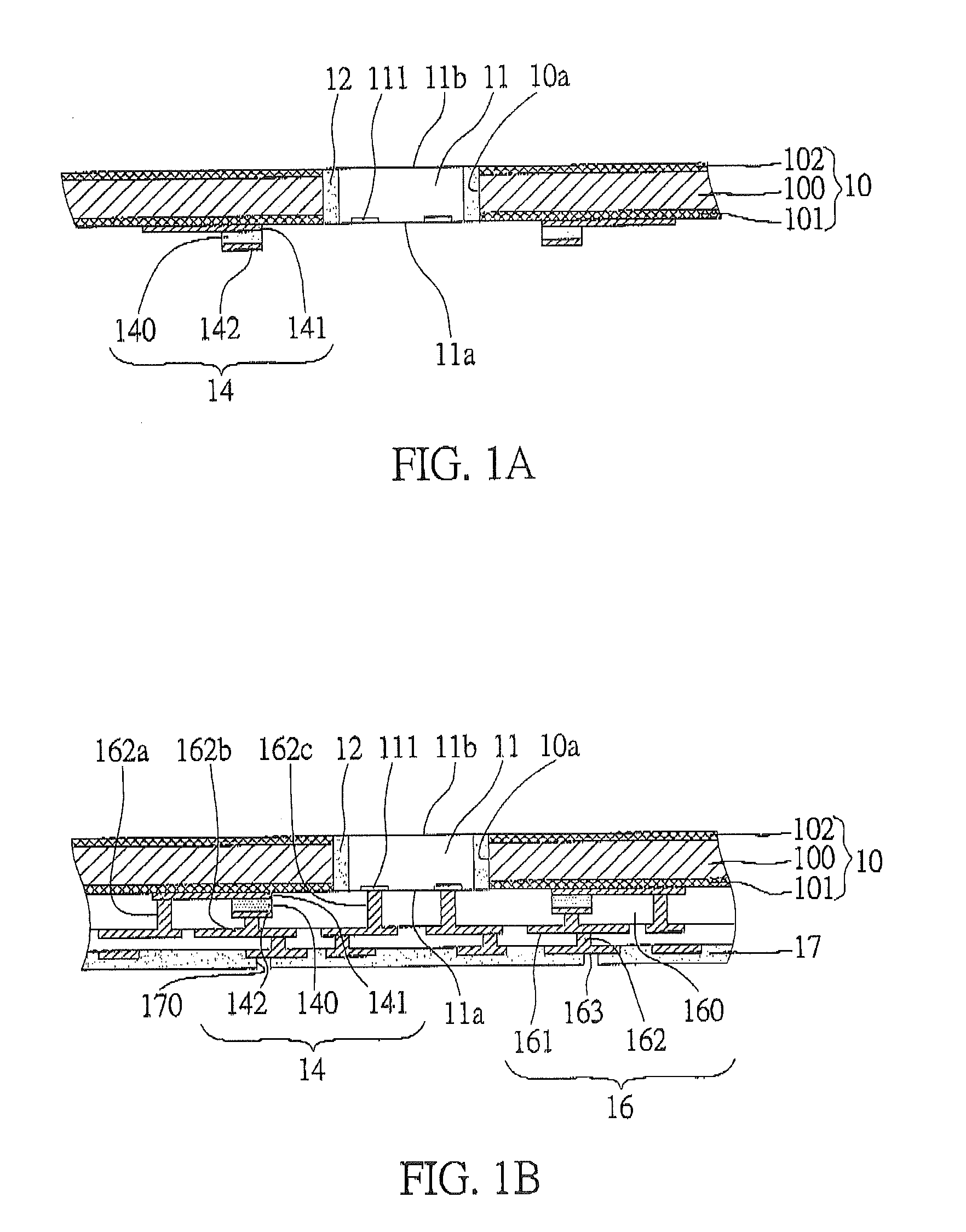 Circuit board structure having electronic components integrated therein