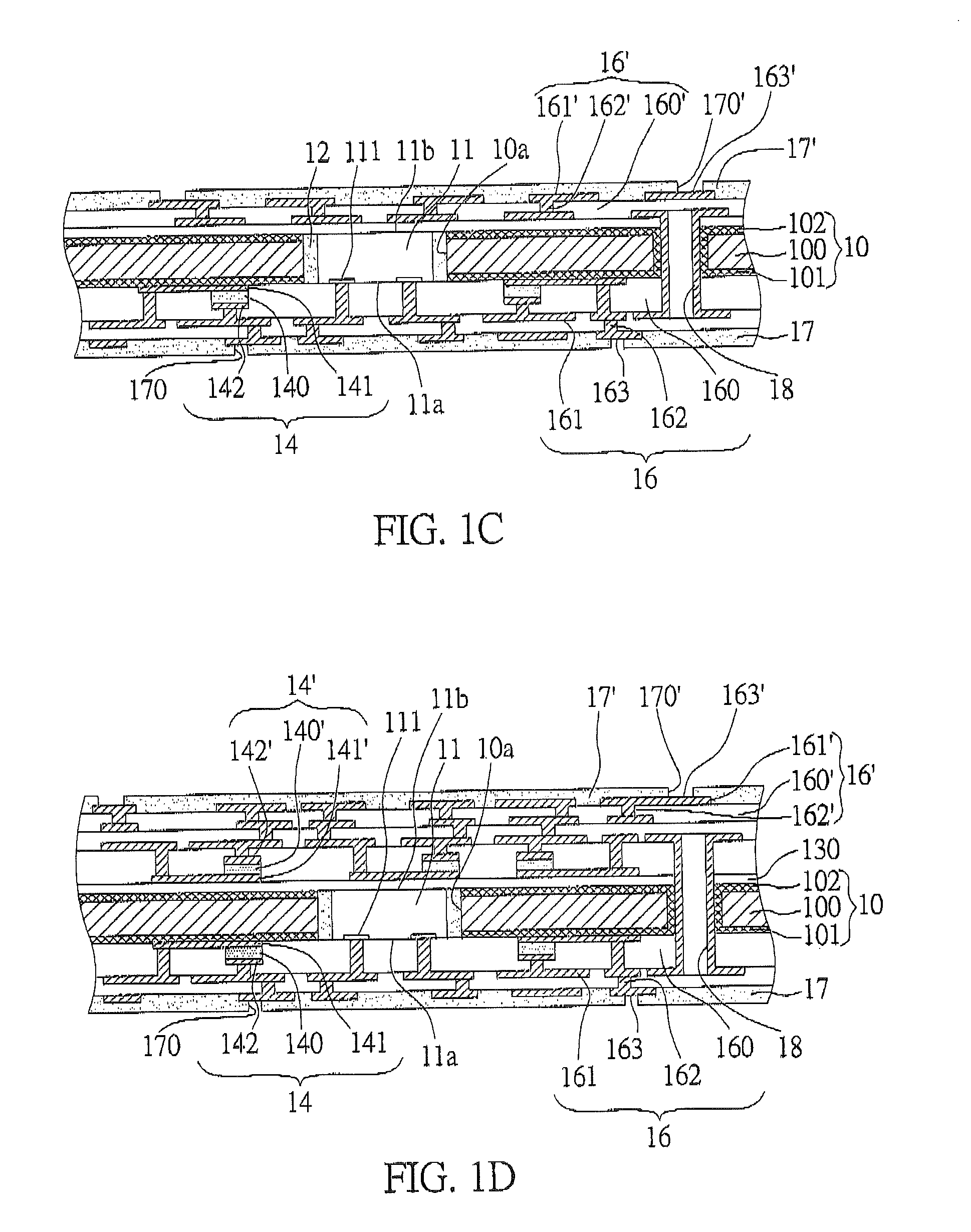 Circuit board structure having electronic components integrated therein