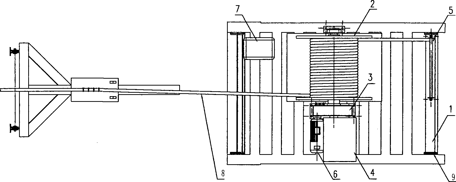 Ground follow-up type cable reel installation for mining dredger