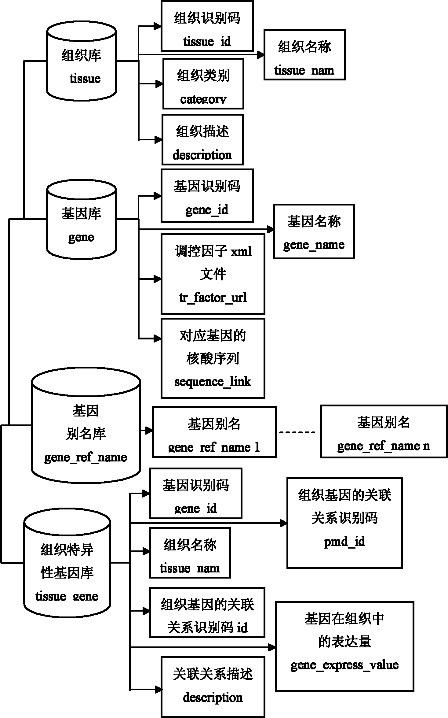 Tissue-specific gene and regulatory factor data storage method