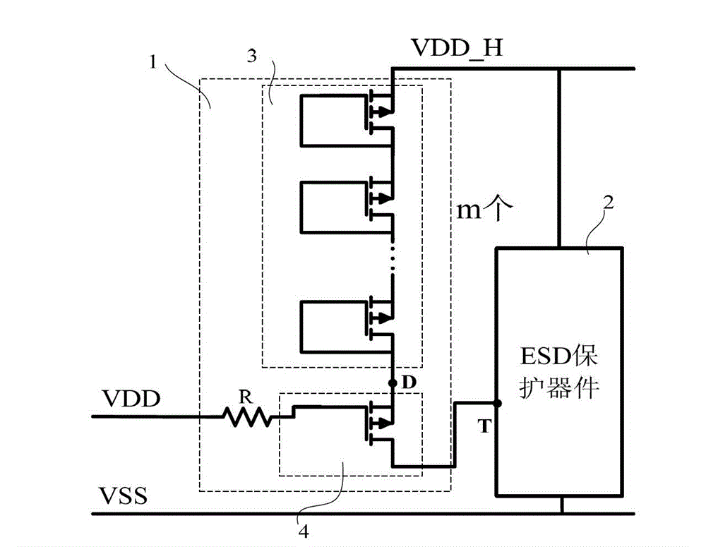 Trigger circuit structure with integrated circuit power supply rail antistatic protection