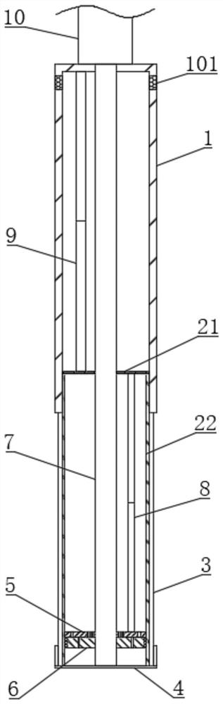 Double-backfill type concrete vibrating rod capable of draining and refining