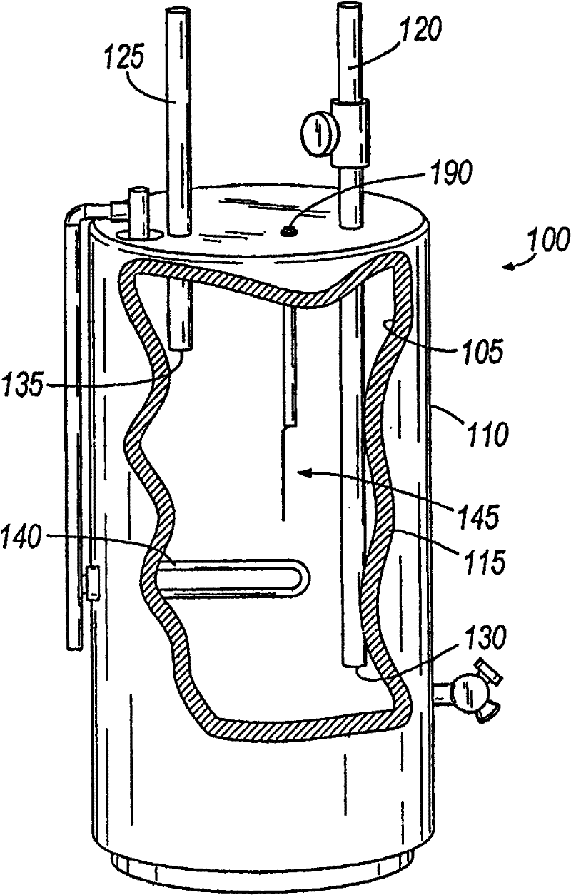 Water storage device having a powered anode