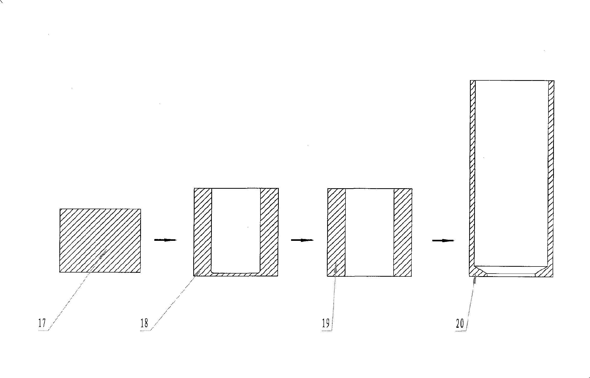 Precise extrusion molding method of thin wall long-pipe shaped parts bland and special mould