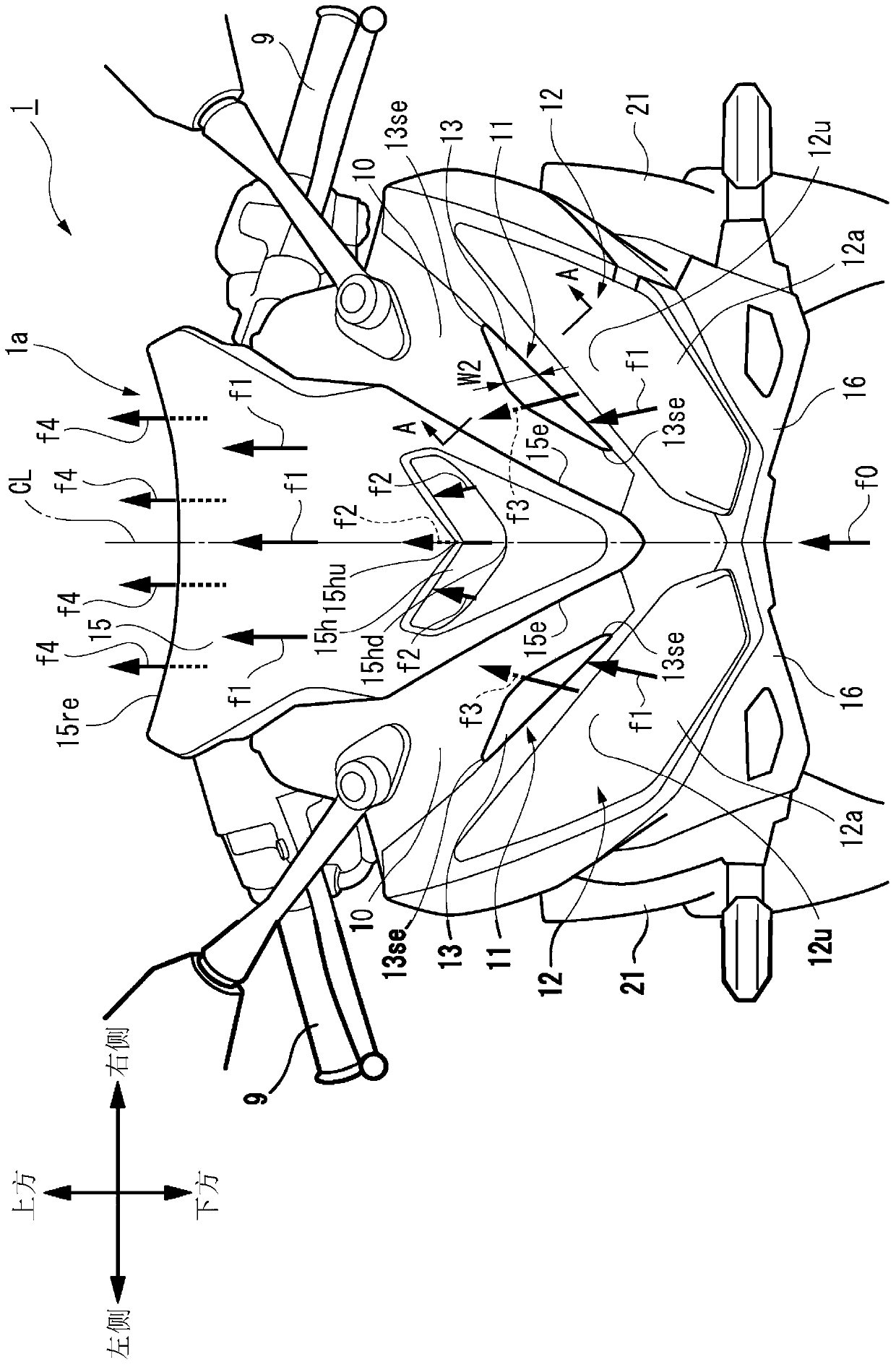 Front cover structure of a motorcycle