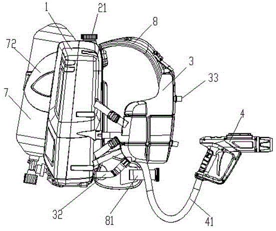 Backpack type electric water fire extinguishing plant