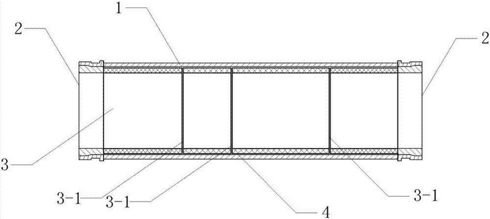 Heterogeneous sectional-type high abrasion resistant double-layer straight pipe used for concrete conveying