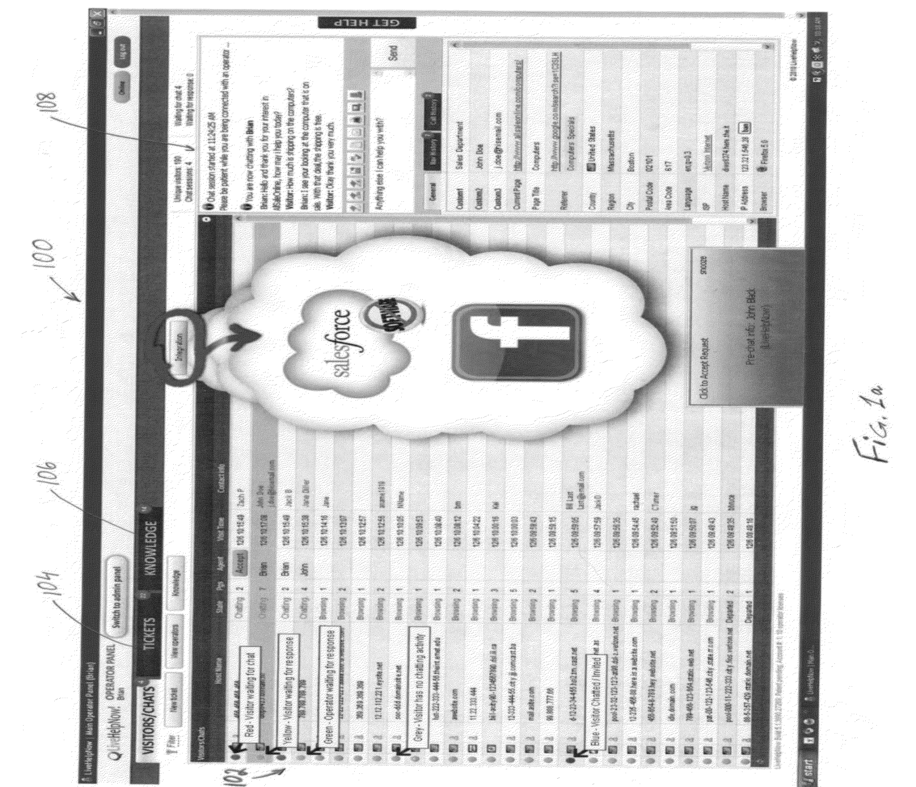 Method, system and apparatus for establishing and monitoring sessions with clients over a communication network