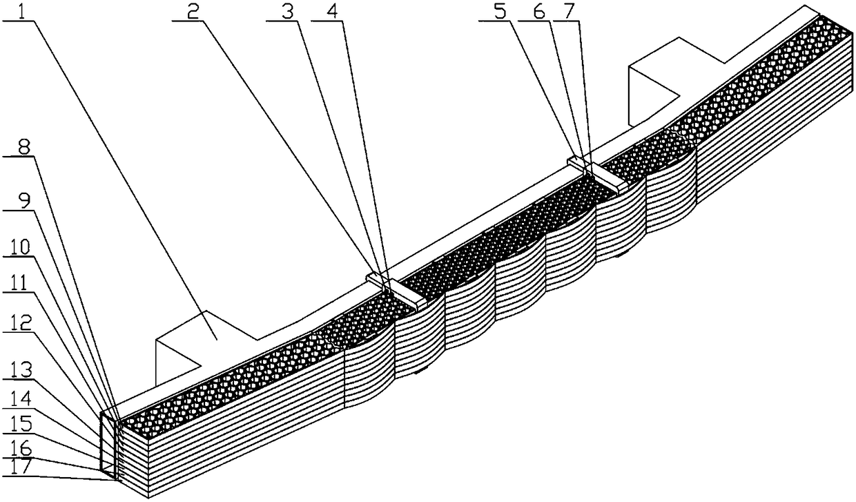 Anti-collision beam buffering structure with stiffness compensation function