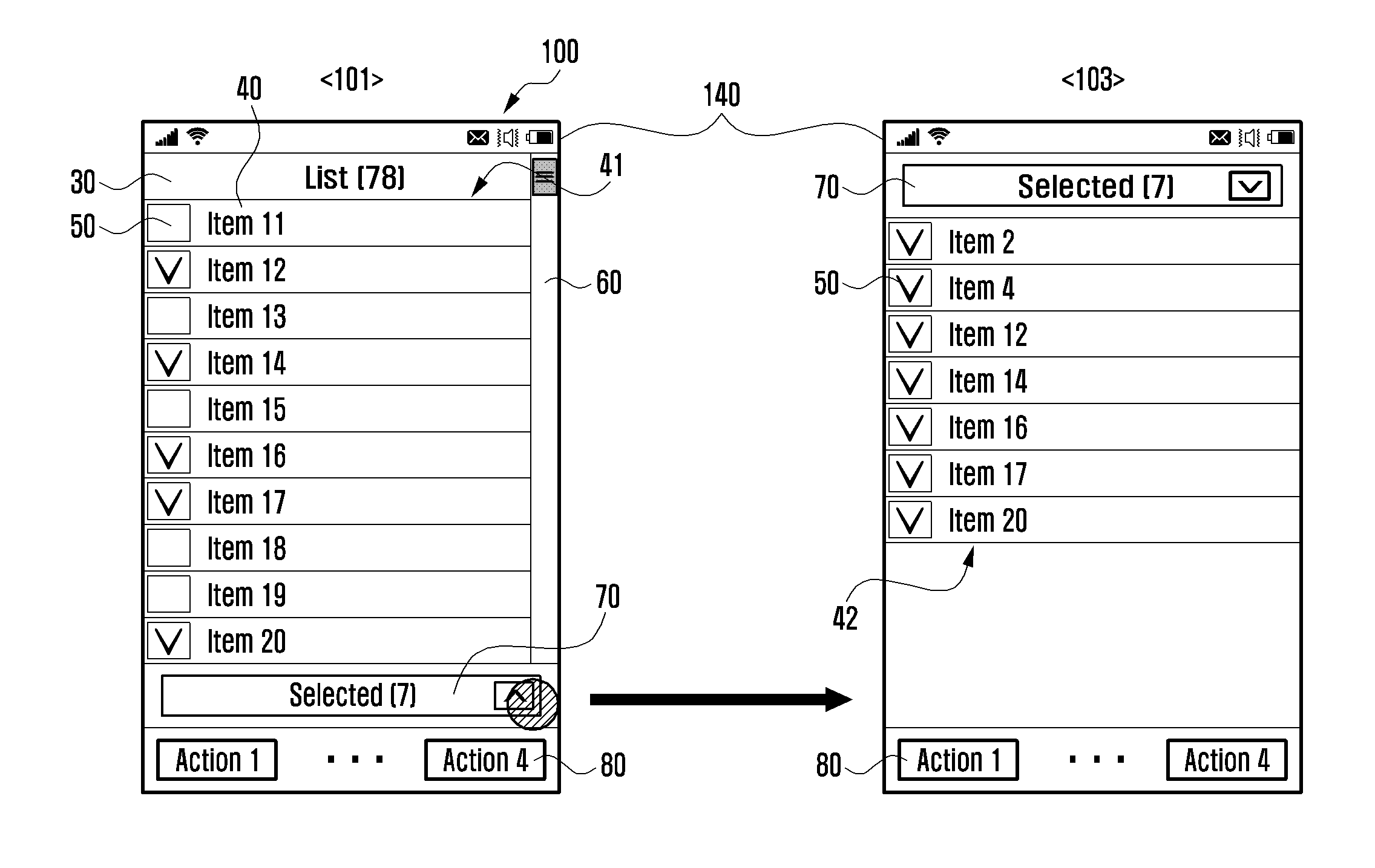 Searching method for a plurality of items and terminal supporting the same