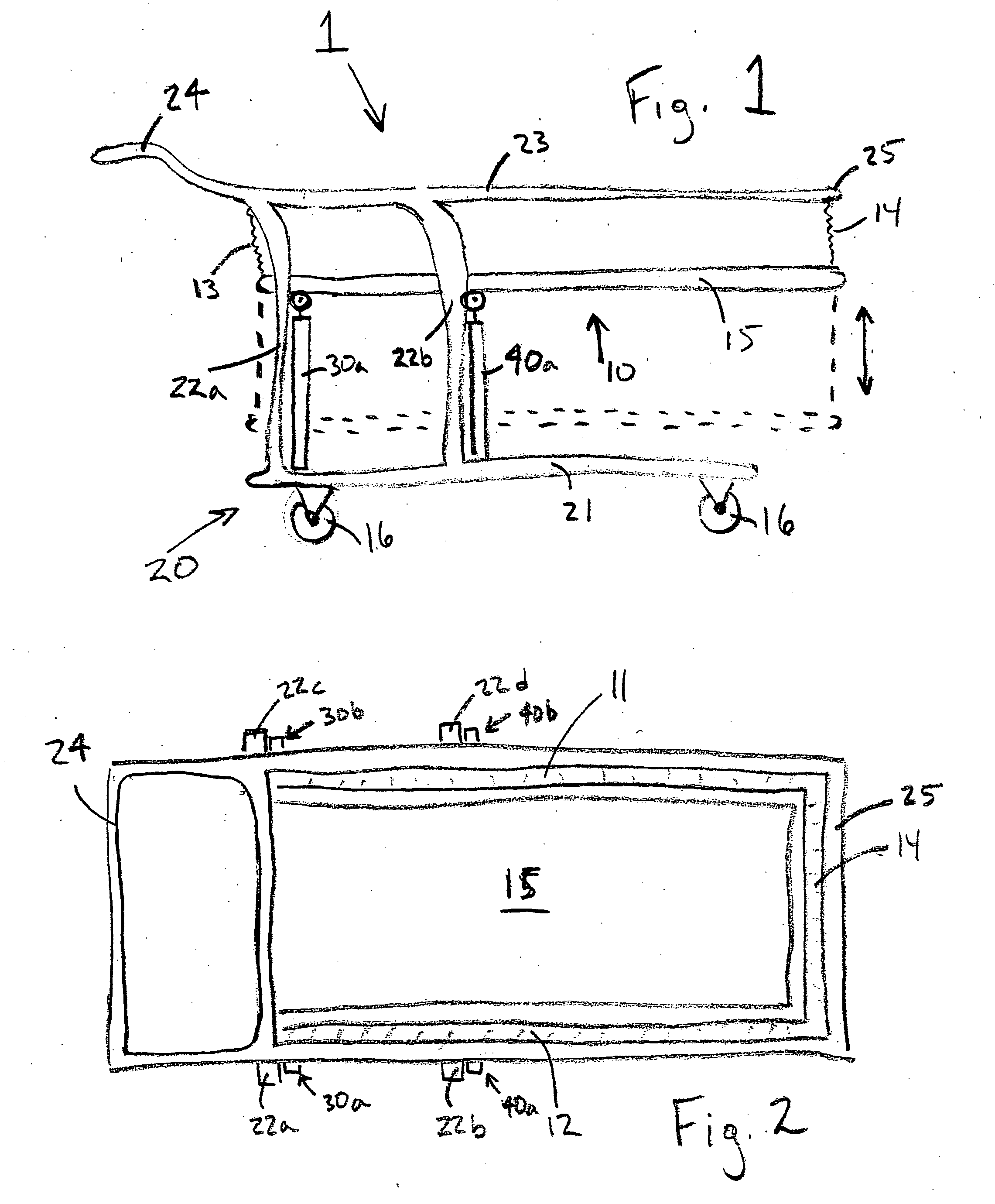 Material handling and shopping cart having a basket with a movable floor