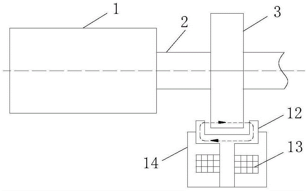 Electromagnetic braking device for rotary main shaft