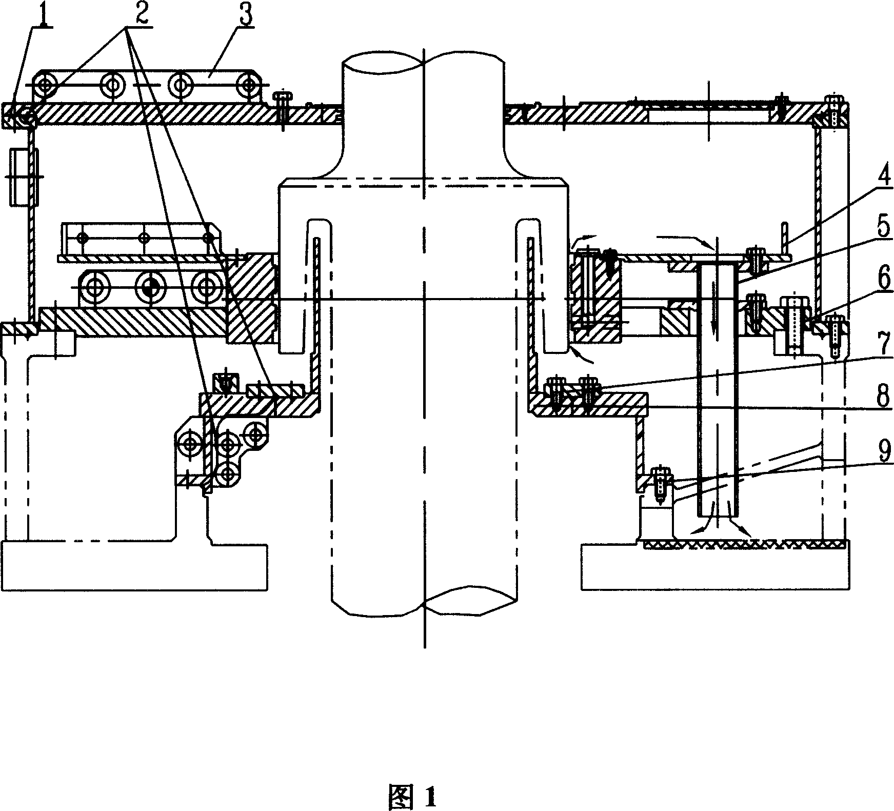 Air-cooling thin oil lubricant solid bowl type bearing structure with bearing collar without water