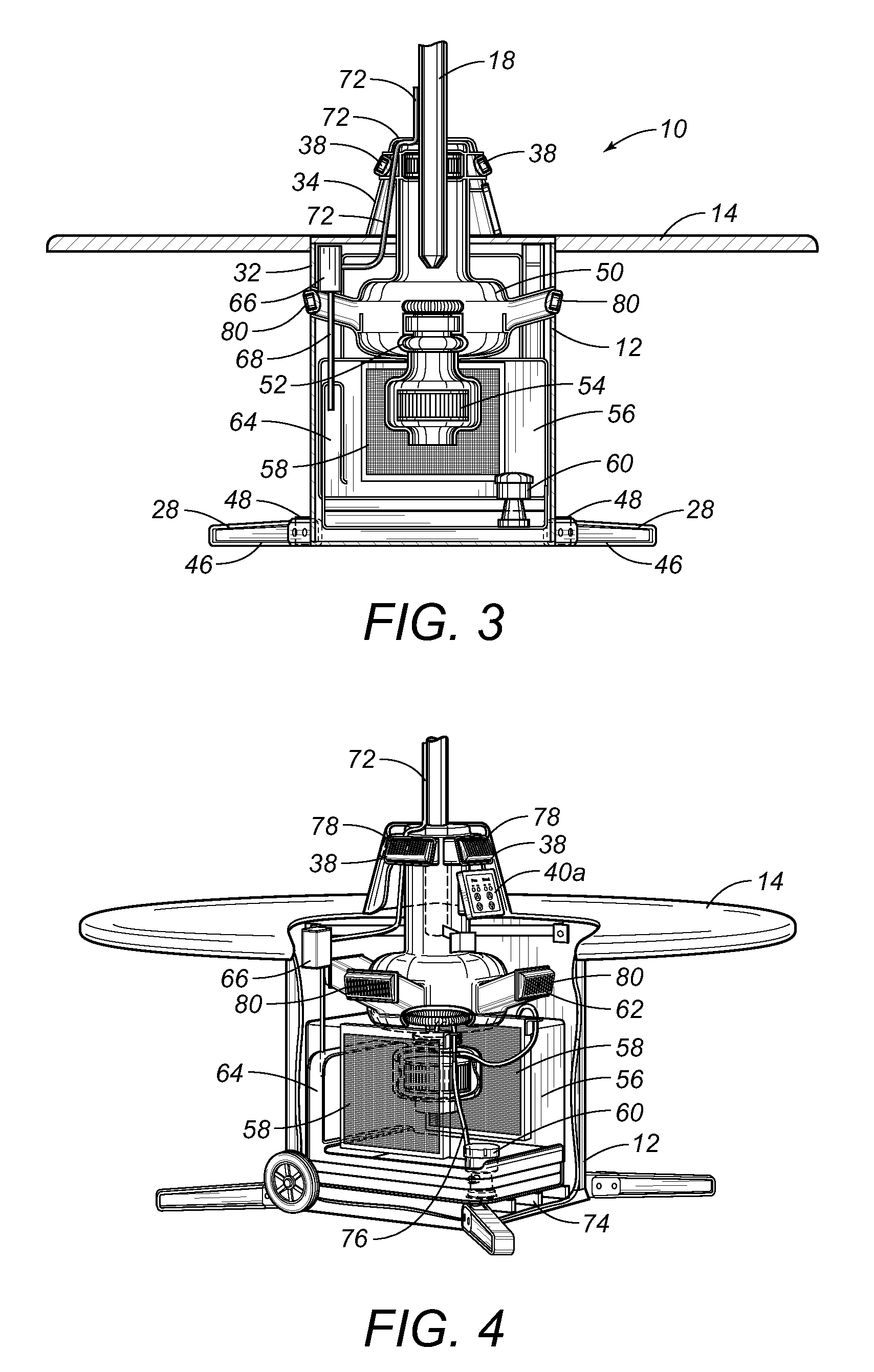 Table umbrella apparatus with air treating system