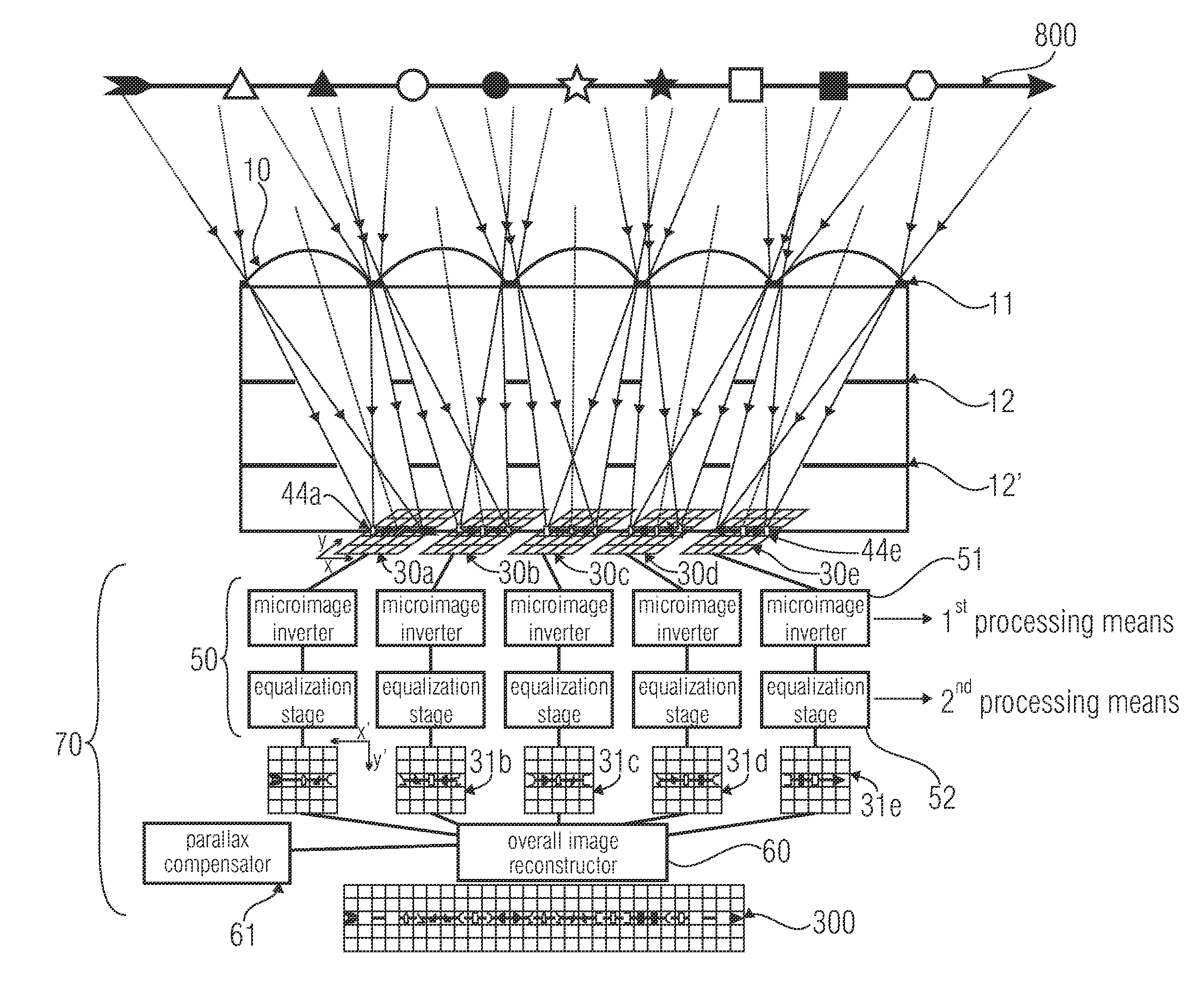 Device, image processing device and method for optical imaging