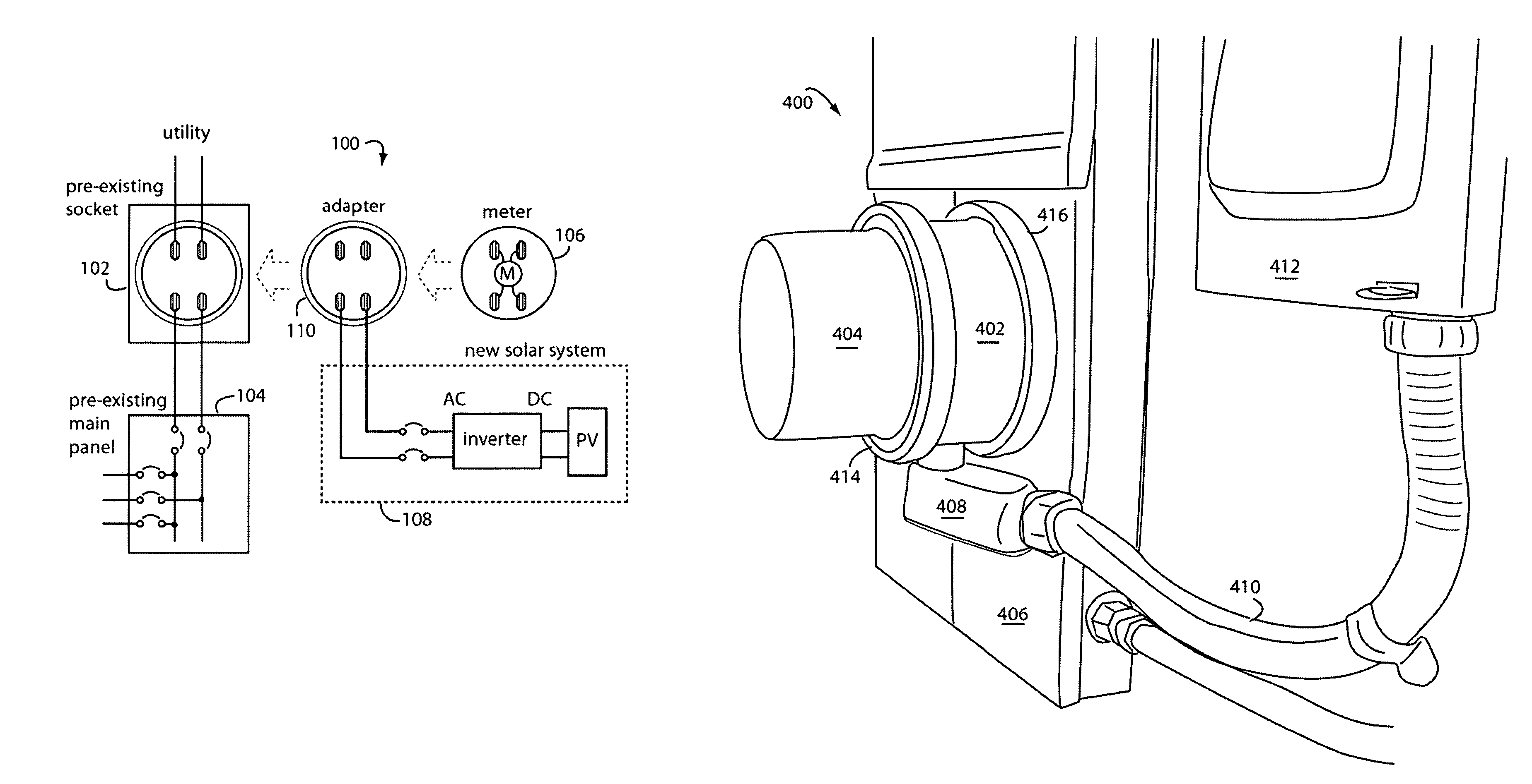 Supply side backfeed meter socket adapter