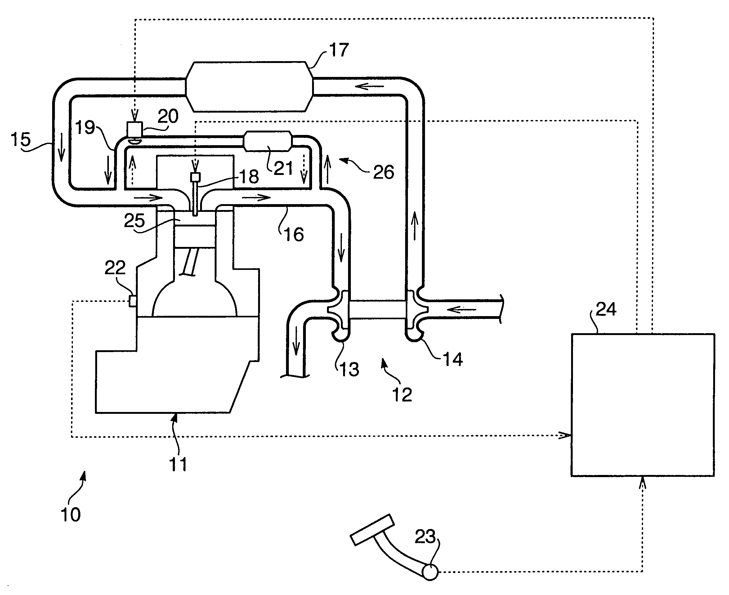 Turbocharged engine and method for preventing surging in compressor