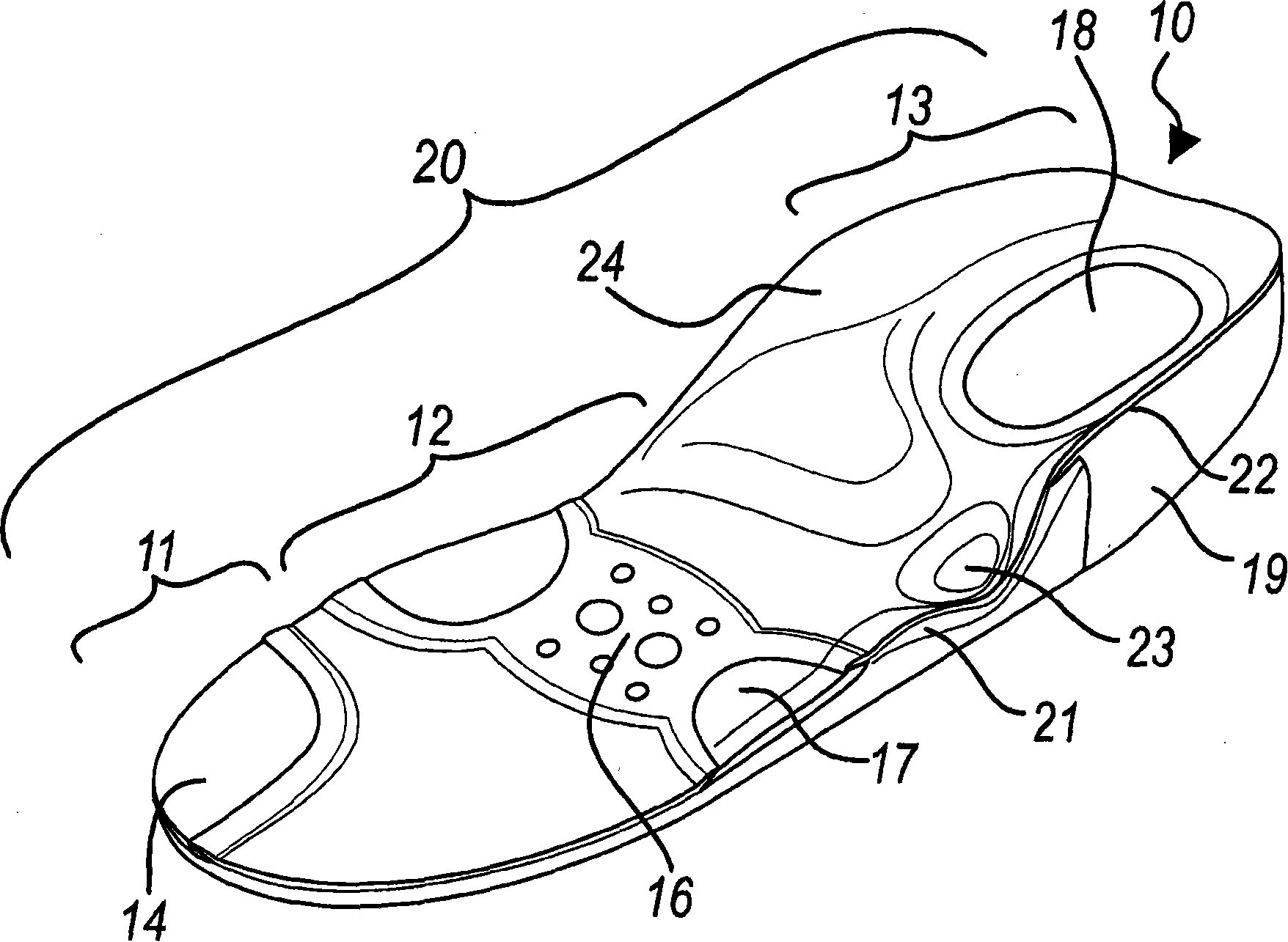 Insole for sports shoes, particularly for golf