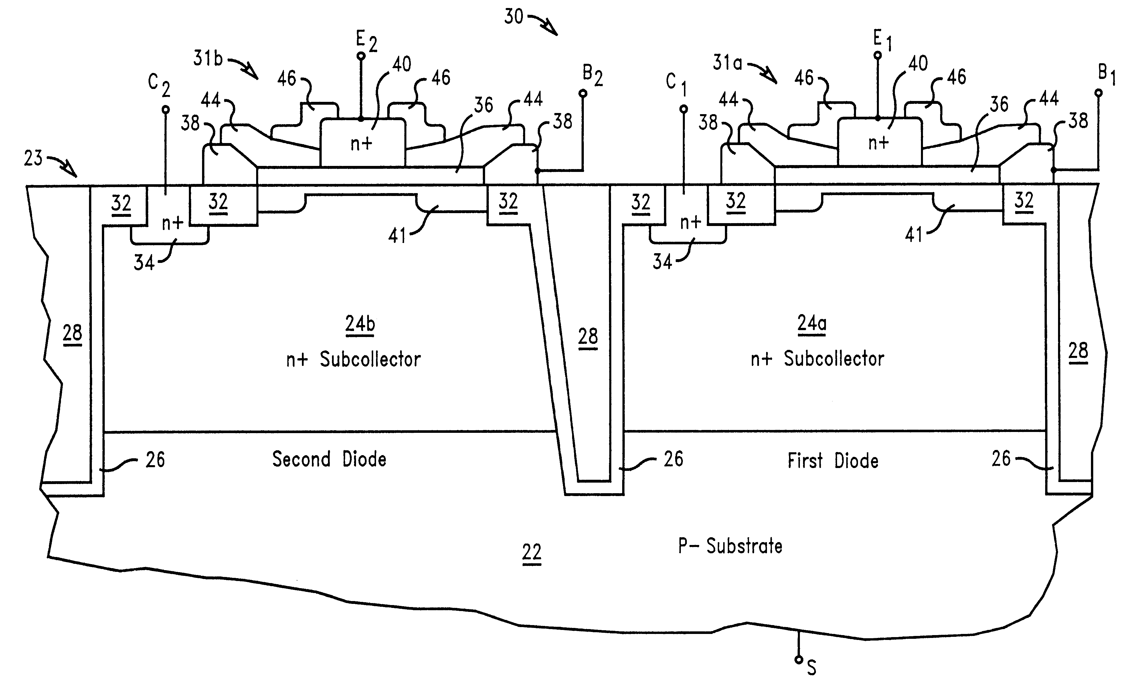 Trench-defined silicon germanium ESD diode network