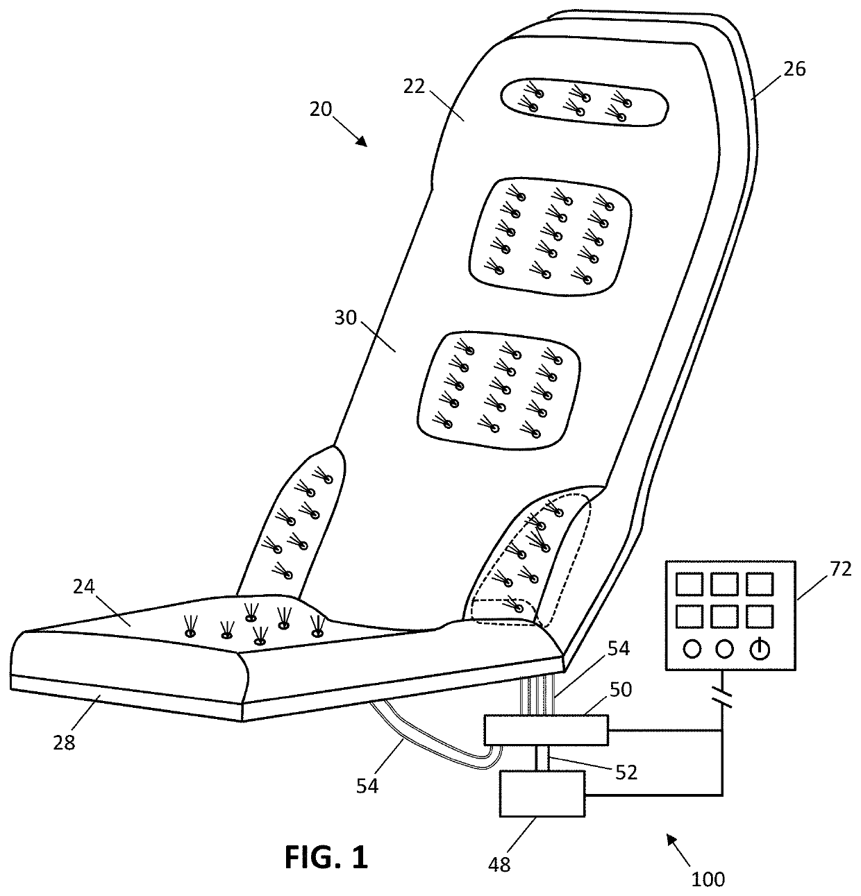 Seat assembly with ventilation system utilizing venturi effect to multiply air flow