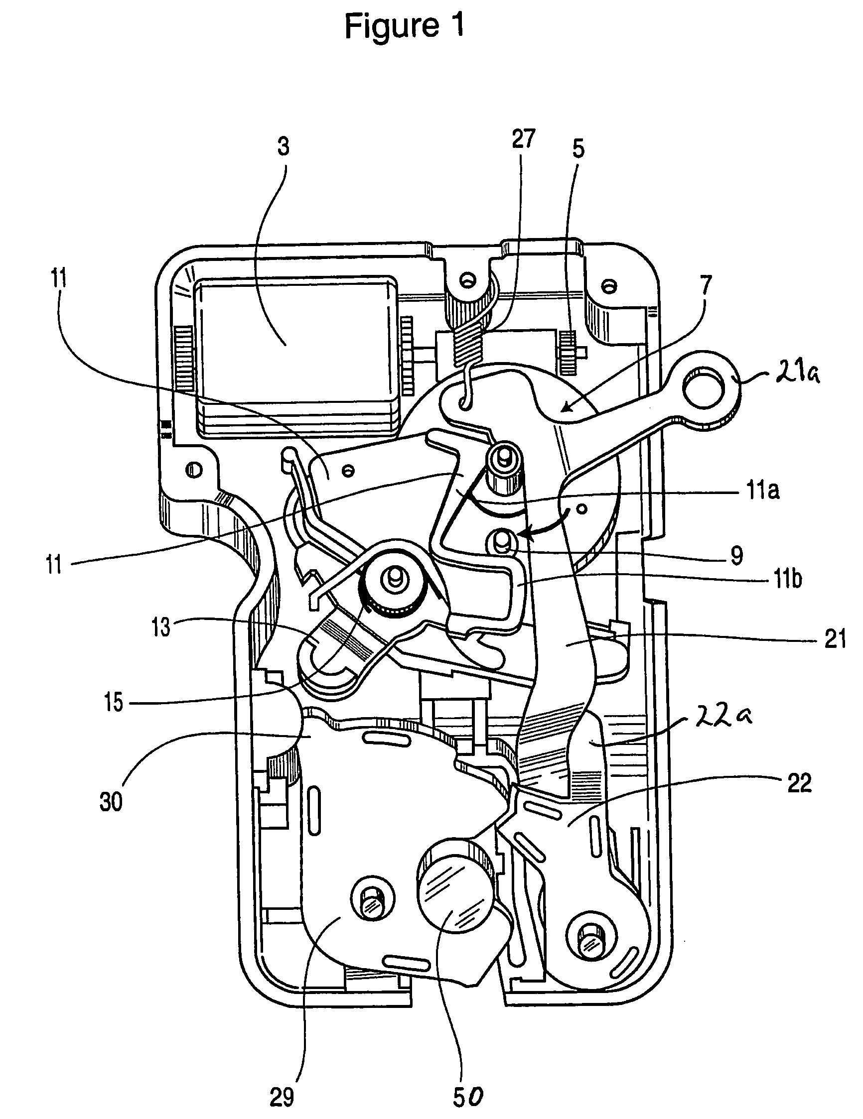 Latch with uni-directional power release mechanism