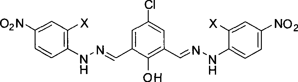 Anion receptor based on nitro phenylhydrazone and phenolic hydroxyl and preparation of anion test paper and use thereof