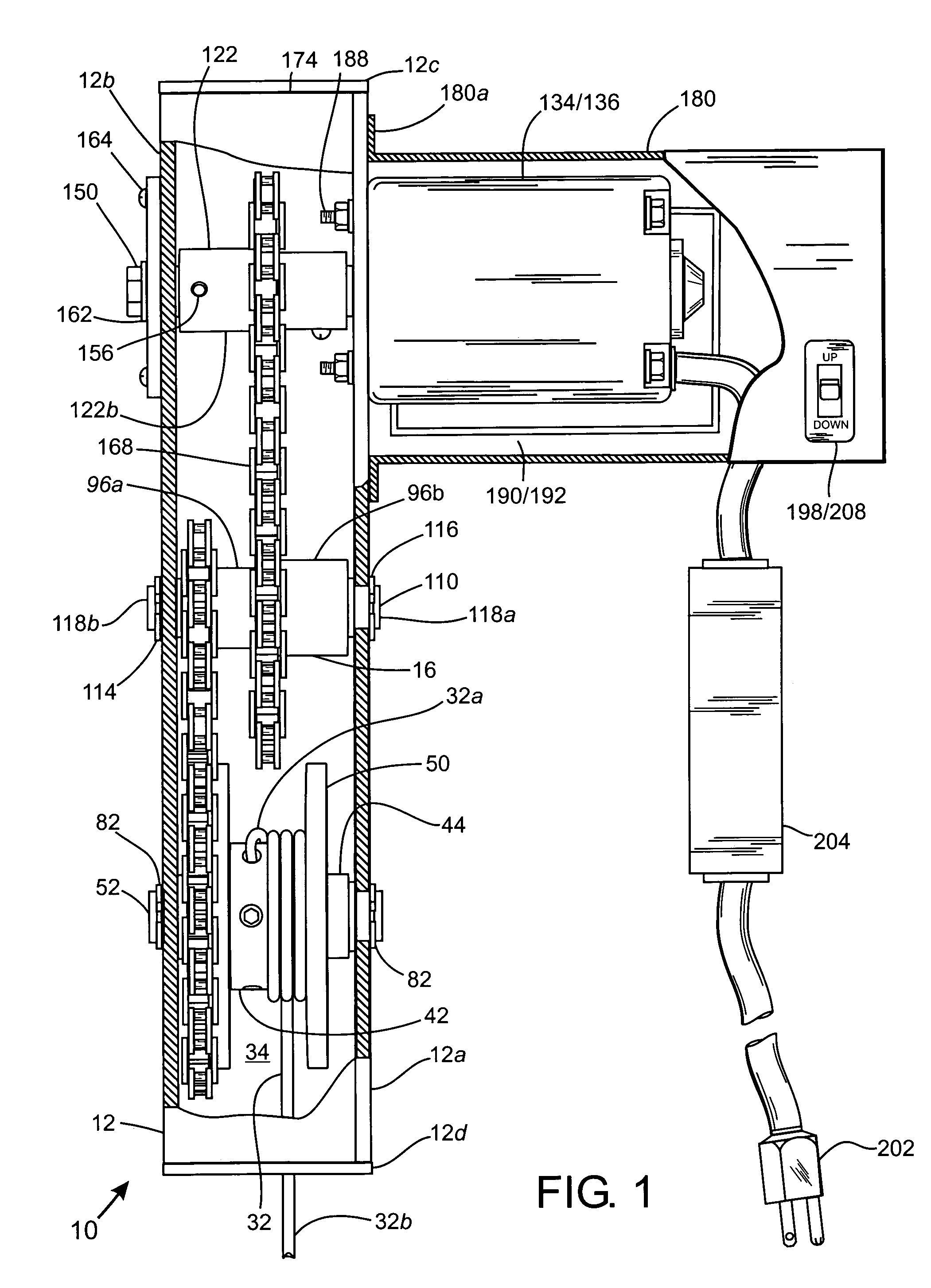 Winch assembly for a lift structure supportive of a recreational boat and related watercraft