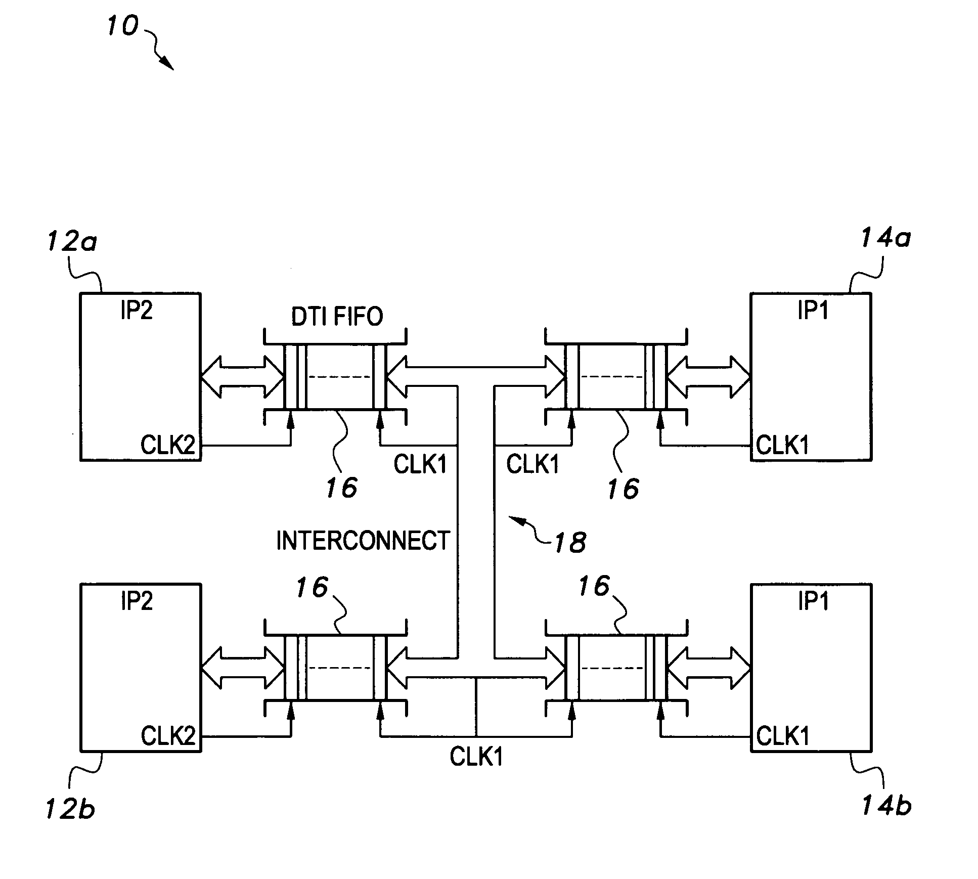 Inter-clock domain data transfer FIFO circuit