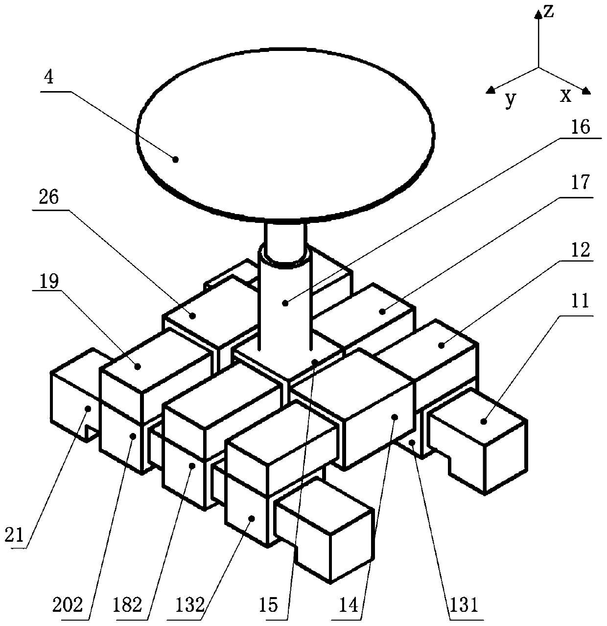 Double super satellite platform test device based on integration of air floating ball and journal bearing