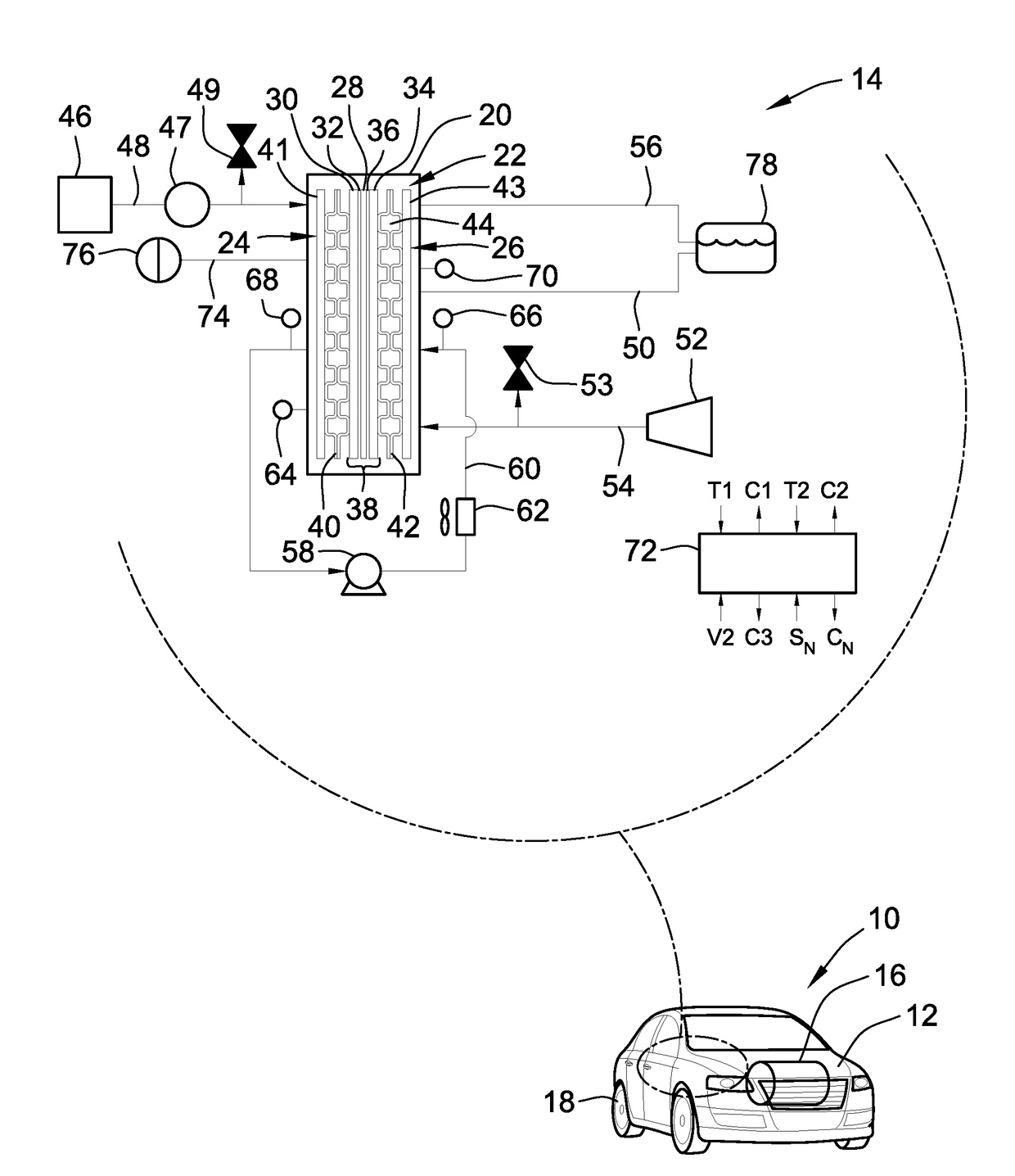 Fuel cell architectures, thermal systems, and control logic for efficient heating of fuel cell stacks