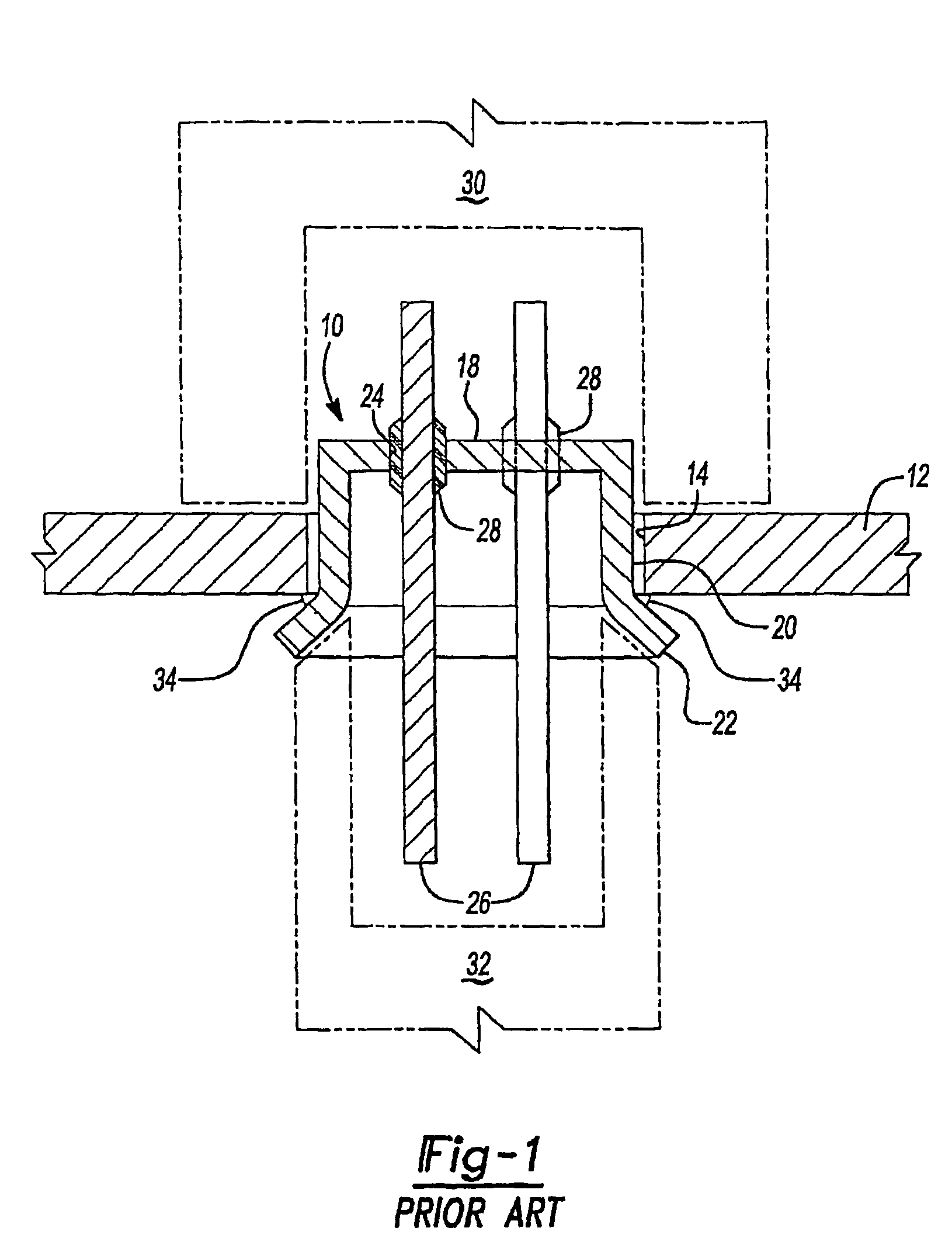 Electric power terminal feed-through