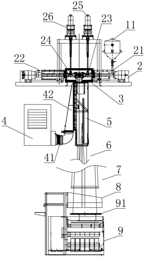 Spinning equipment for producing composite conductive fiber POY