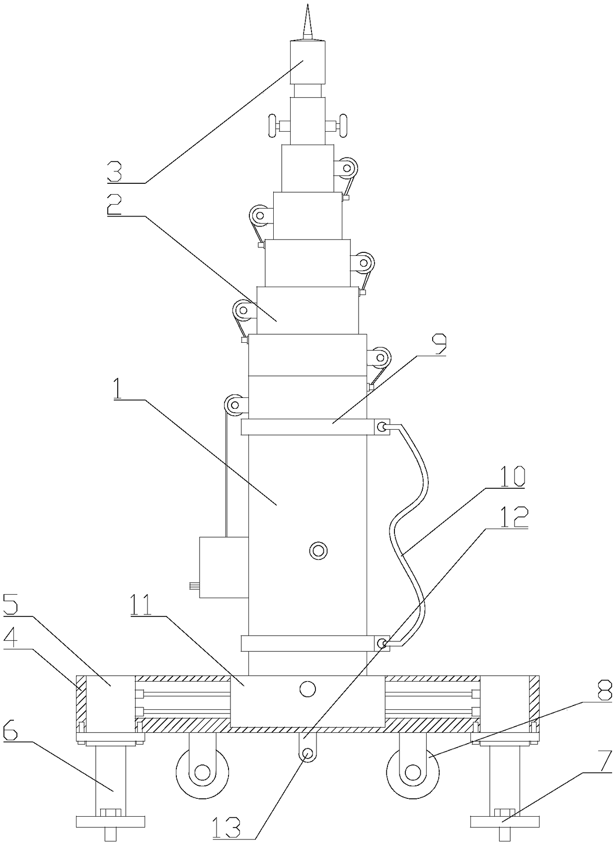 Movable portable parking apron lifting lightning rod and system thereof