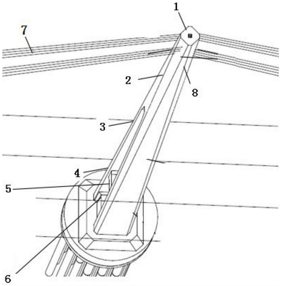 Rhombic section branching single column type cable tower for cable-stayed bridge