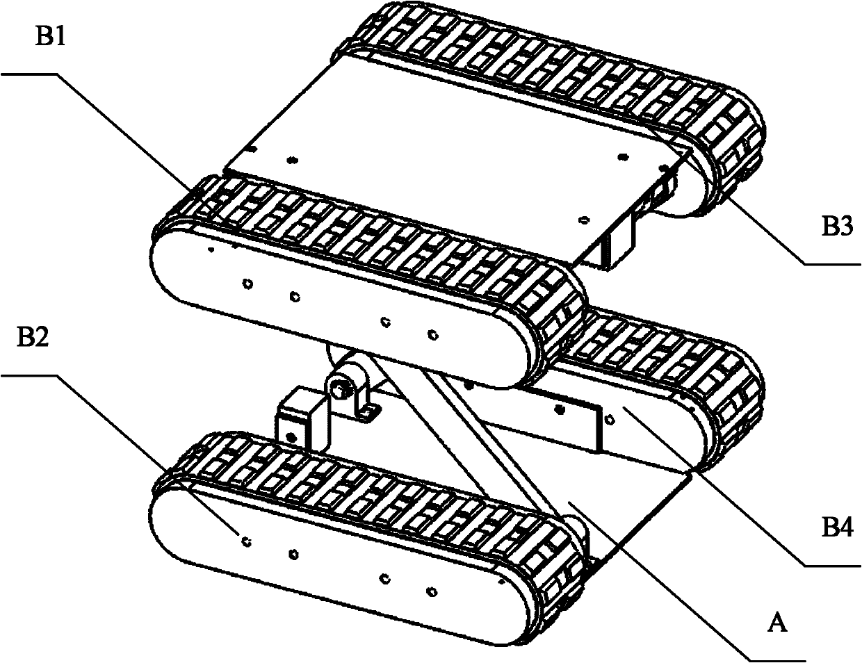 Reverse-quadrilateral bisectional track robot