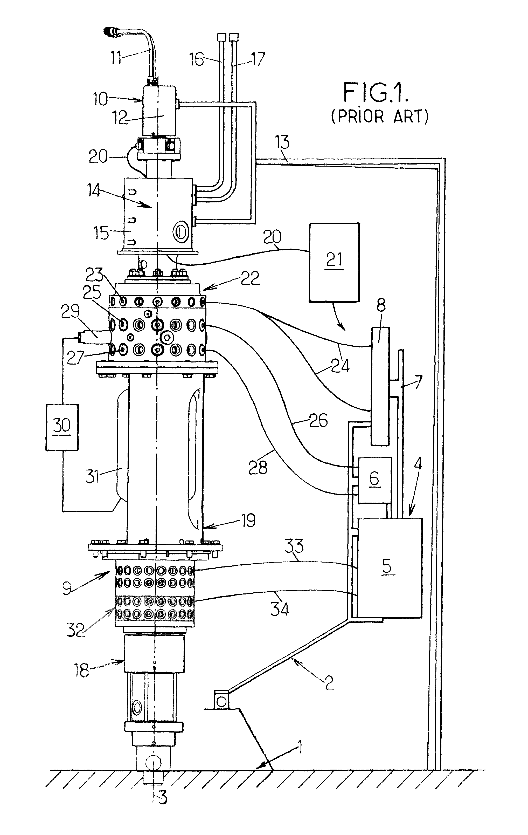 Rotating machine with a fluid supply rotating column