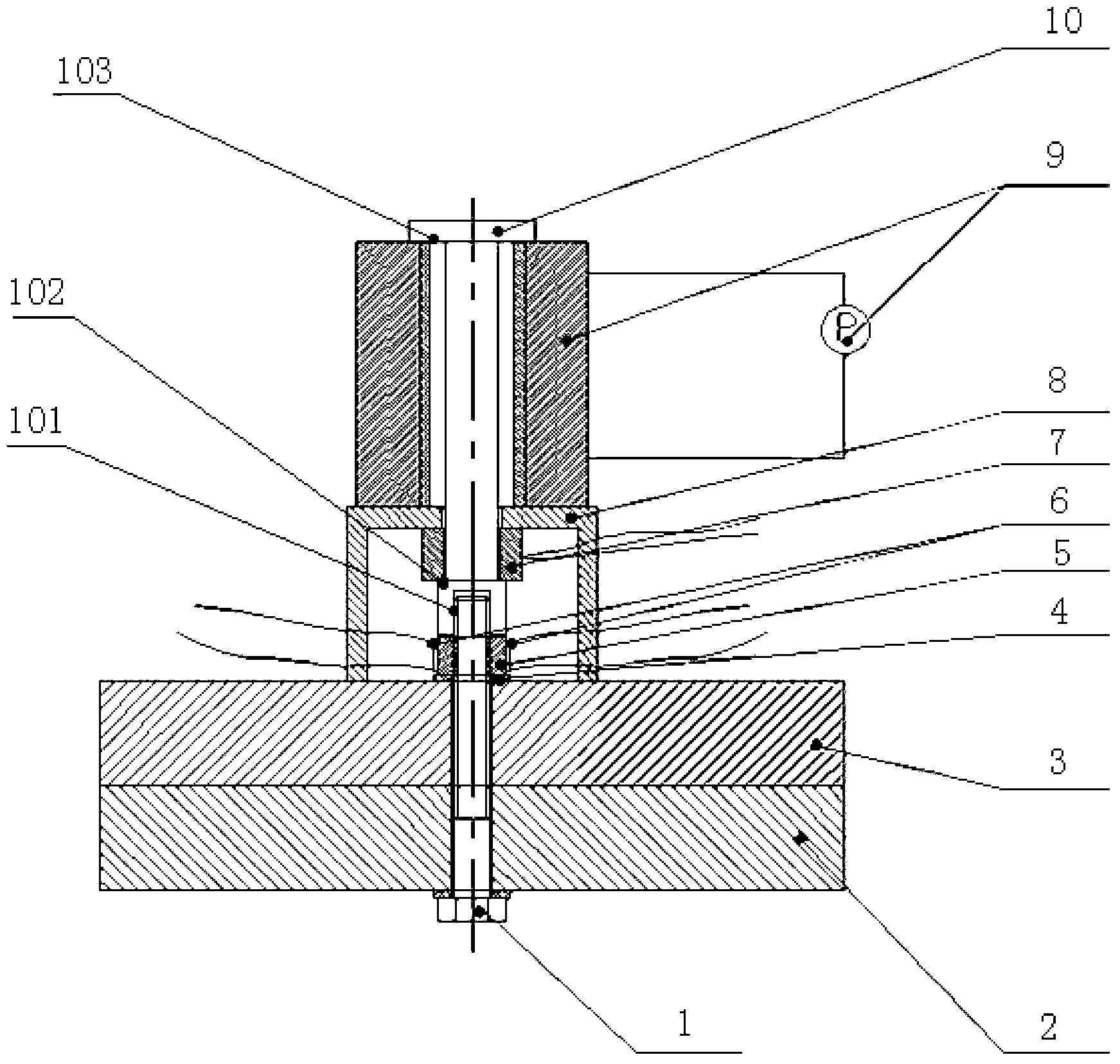 High-strength bolt axial force measuring device and measuring method