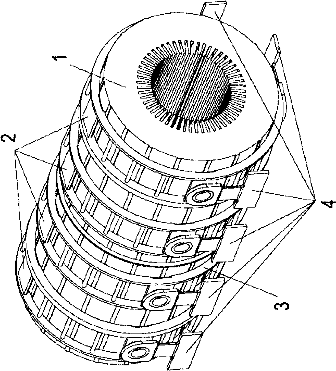 Large-sized turbine generator stator core vibrating numerical computation method