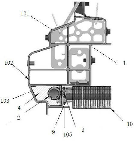 Electric automobile lower body threshold beam structure capable of placing chassis pipeline